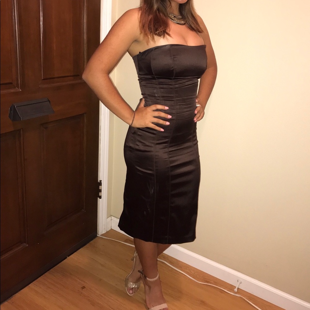 Bebe Chocolate brown strapless dress